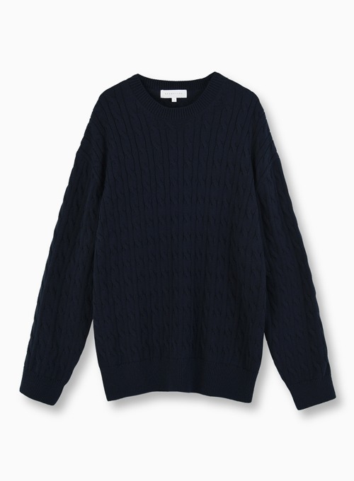 CASHMERE CABLE KNIT (DARK NAVY)