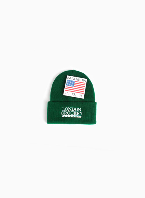 W.F.M LOGO EMBROIDERED KNIT CUFF BEANIE (FOREST GREEN)