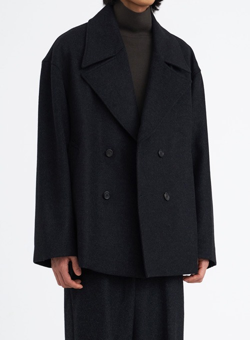 CROPPED PEA COAT (CHARCOAL GREY)
